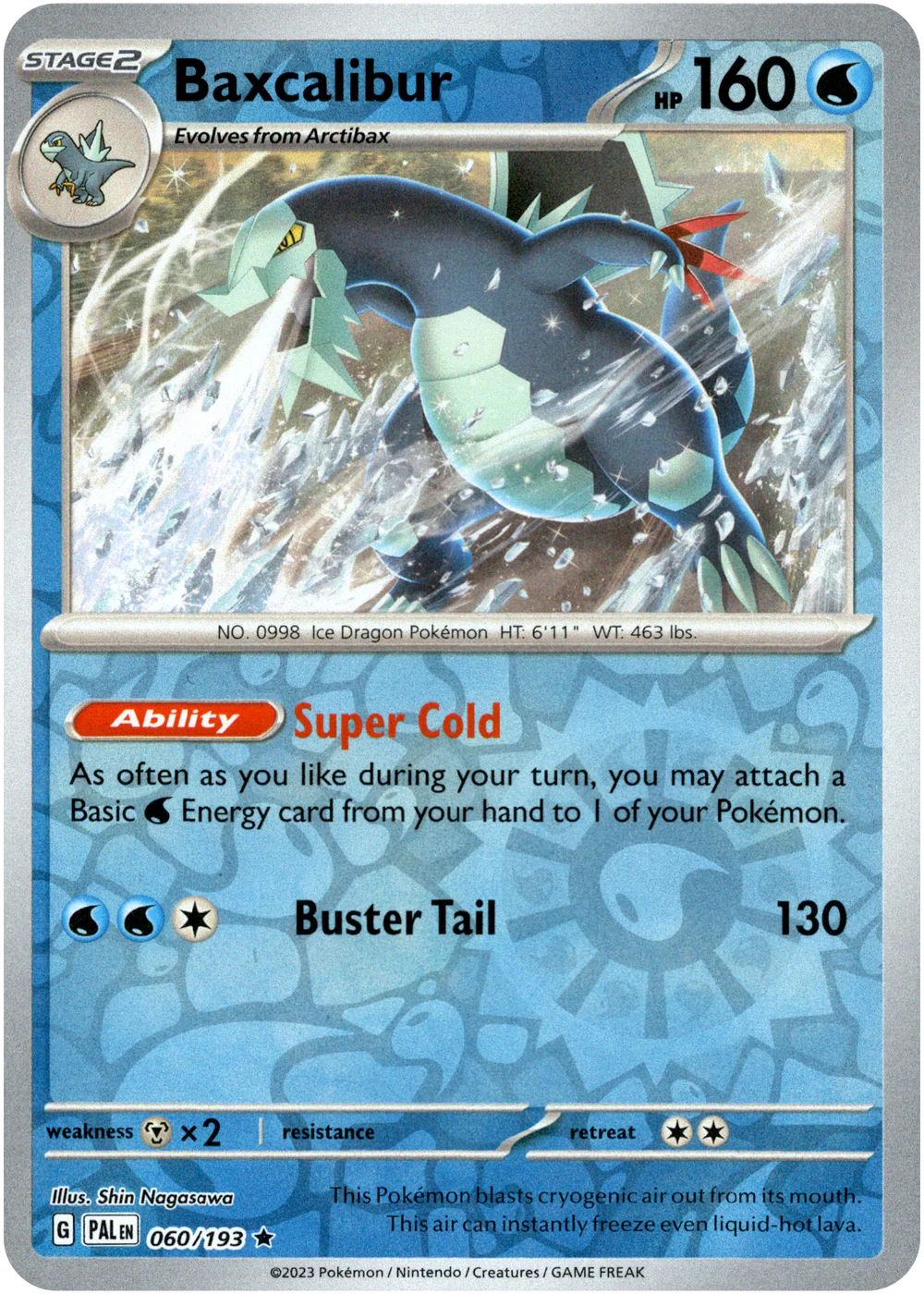 Baxcalibur 060/193 Scarlet and Violet Paldea Evolved Reverse Holo Rare Pokemon Card