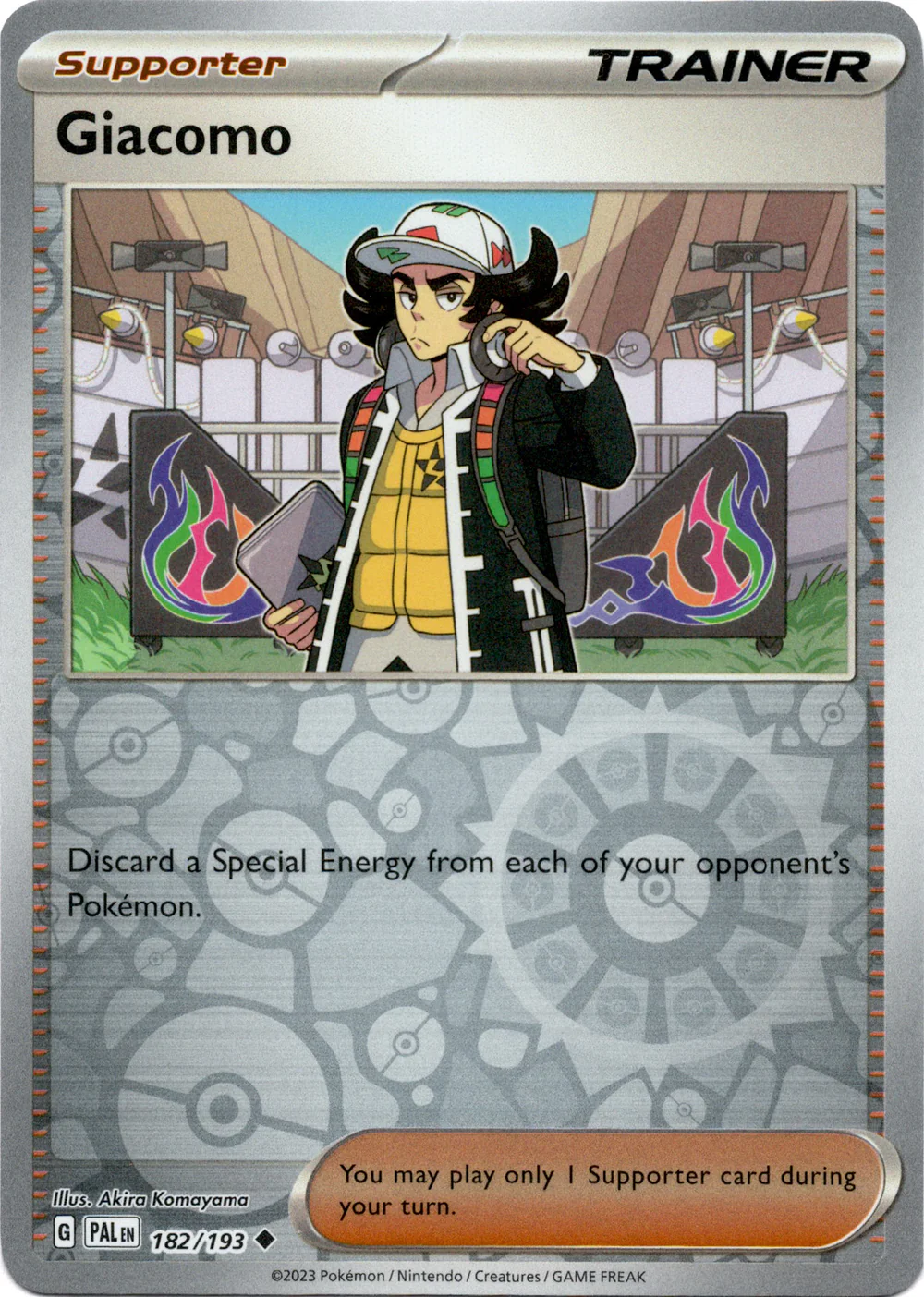 Giacomo 182/193 Scarlet and Violet Paldea Evolved Reverse Holo Uncommon Pokemon Card