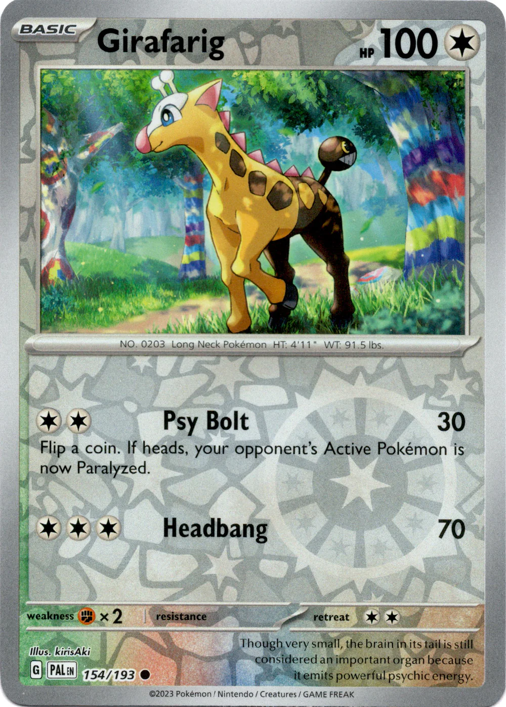 Girafarig 154/193 Scarlet and Violet Paldea Evolved Reverse Holo Common Pokemon Card