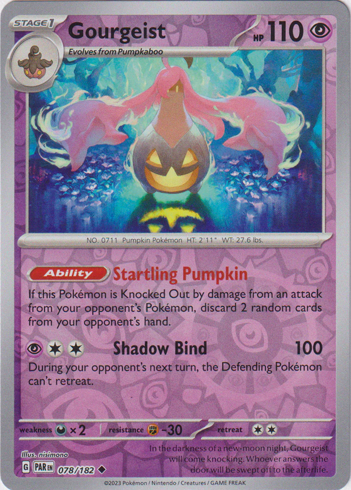 Gourgeist 078/182 Scarlet and Violet Paradox Rift Reverse Holo Uncommon Pokemon Card