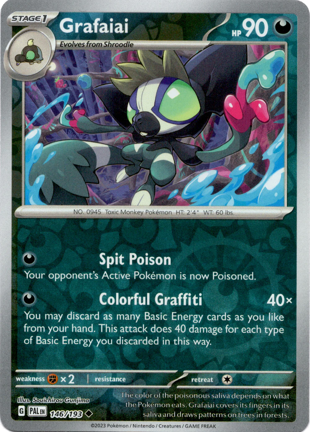 Grafaiai 146/193 Scarlet and Violet Paldea Evolved Reverse Holo Uncommon Pokemon Card