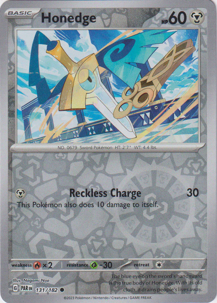 Honedge 131/182 Scarlet and Violet Paradox Rift Reverse Holo Common Pokemon Card