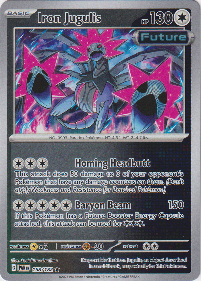 Iron Jugulis 158/182 Scarlet and Violet Paradox Rift Reverse Holo Rare Pokemon Card
