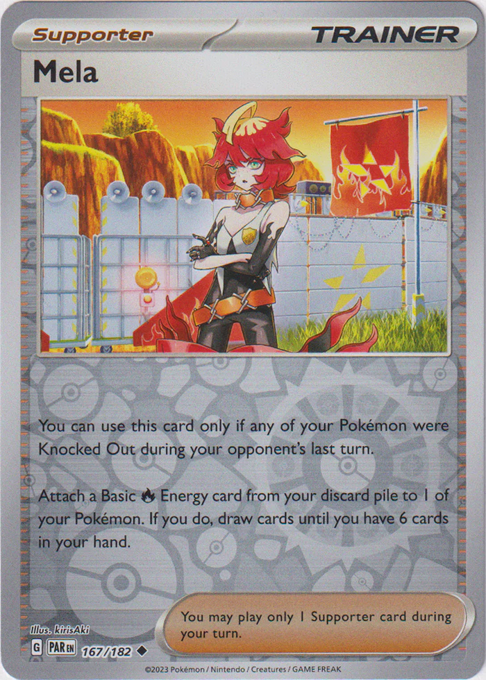 Mela 167/182 Scarlet and Violet Paradox Rift Reverse Holo Uncommon Pokemon Card
