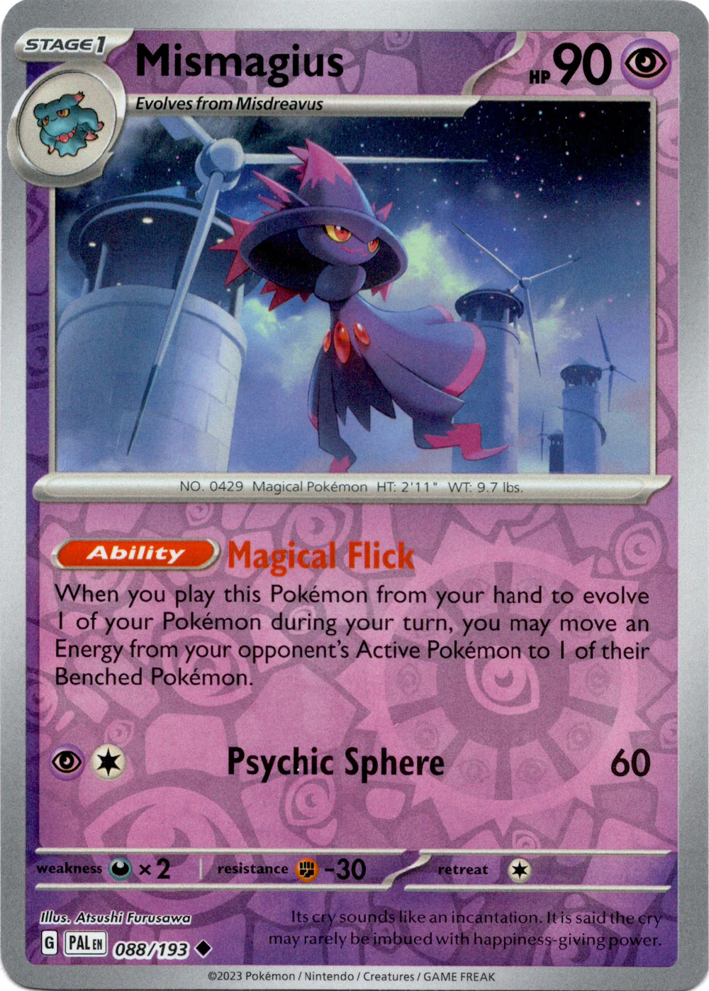 Mismagius 088/193 Scarlet and Violet Paldea Evolved Reverse Holo Uncommon Pokemon Card