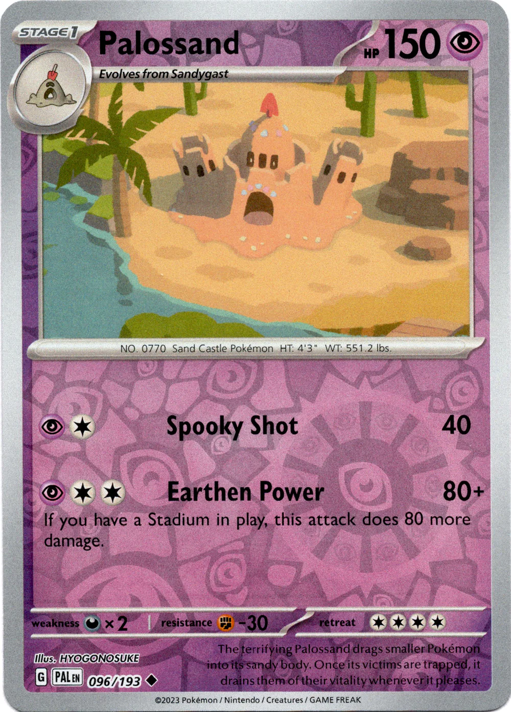 Palossand 096/193 Scarlet and Violet Paldea Evolved Reverse Holo Uncommon Pokemon Card