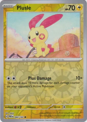 Plusle 060/182 Scarlet and Violet Paradox Rift Reverse Holo Common Pokemon Card