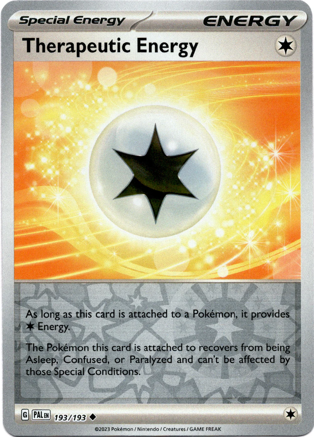 Therapeutic Energy 193/193 Scarlet and Violet Paldea Evolved Reverse Holo Uncommon Pokemon Card
