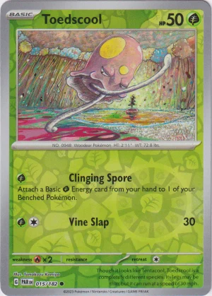 Toedscool 015/182 Scarlet and Violet Paradox Rift Reverse Holo Common Pokemon Card