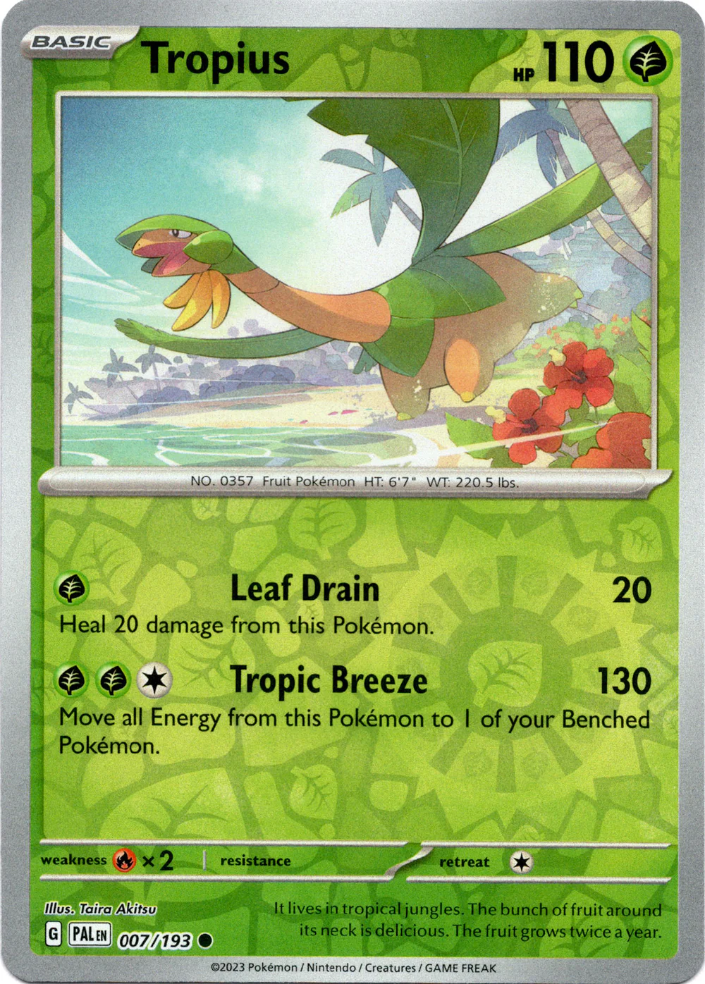 Tropius 007/193 Scarlet and Violet Paldea Evolved Reverse Holo Common Pokemon Card