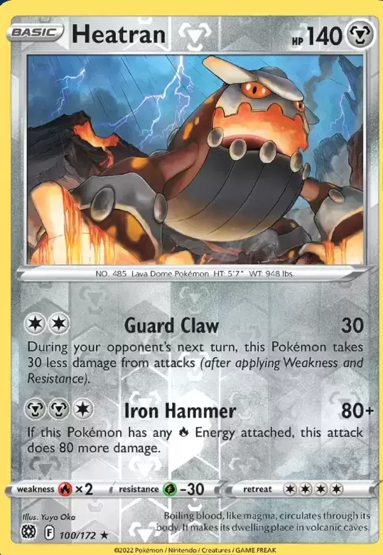 Heatran 100/172 SWSH Brilliant Stars Reverse Holo Rare Pokemon Card