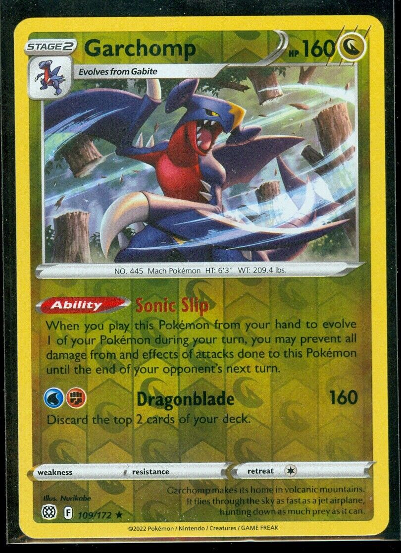 Garchomp 109/172 SWSH Brilliant Stars Reverse Holo Rare Pokemon Card