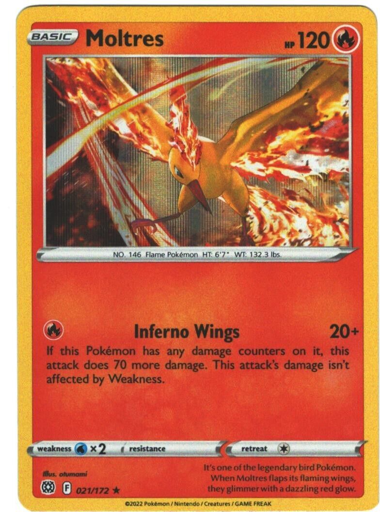 Moltres 021/172 SWSH Brilliant Stars Holo Rare Pokemon Card