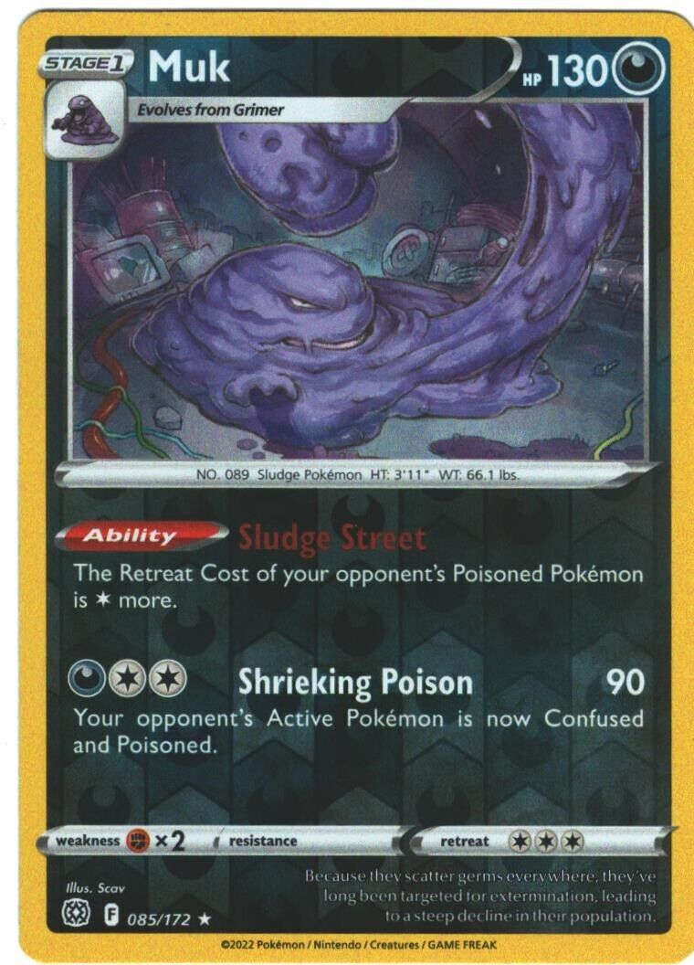 Muk 085/172 SWSH Brilliant Stars Reverse Holo Rare Pokemon Card
