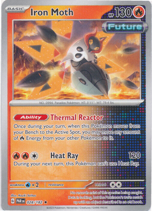 Iron Moth 028/182 Scarlet and Violet Paradox Rift Non Holo Rare Pokemon Card