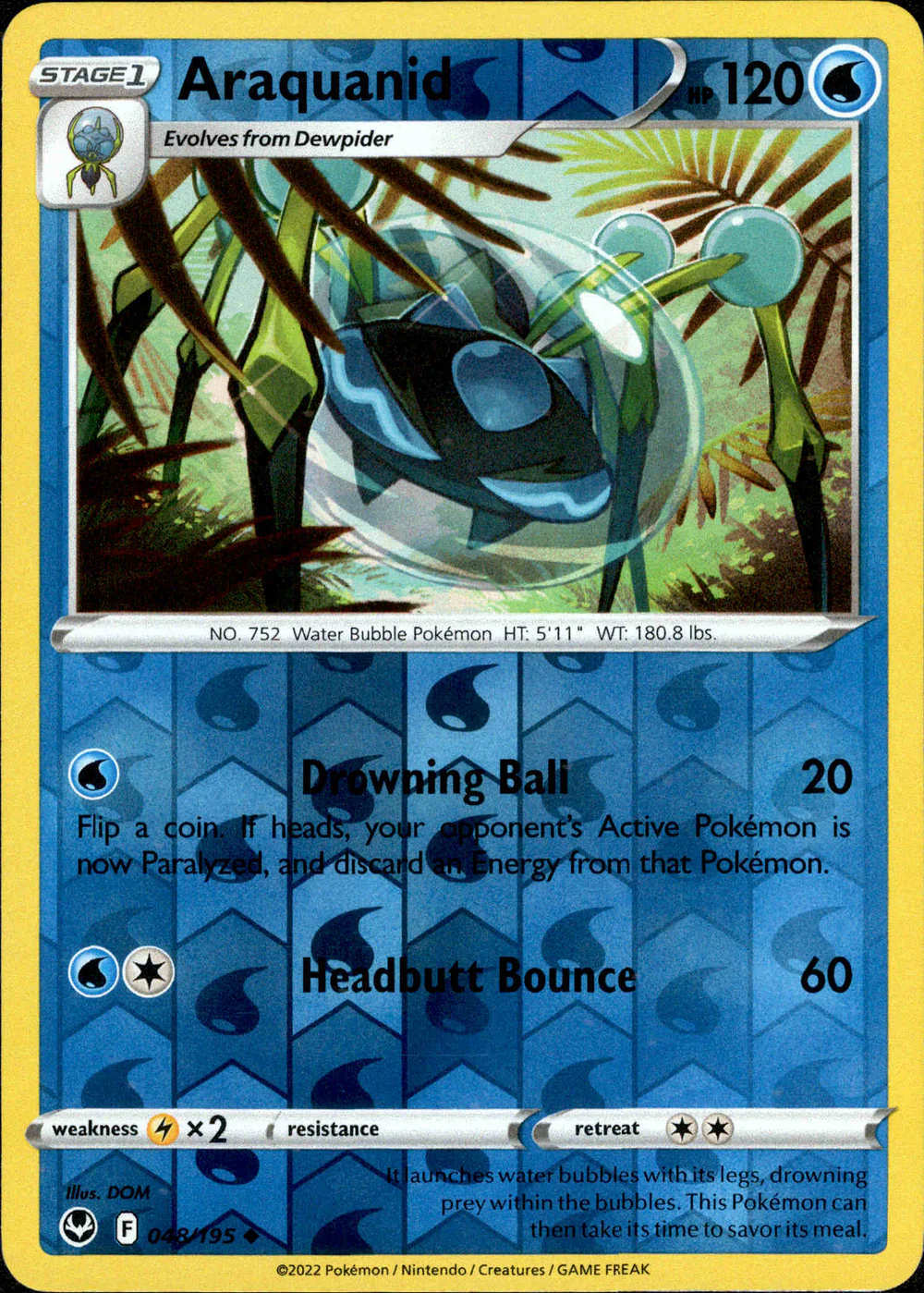 araquanid pokemon card value [SV]  PokeGens Pokmon Hit Points120 HP Form Araquanid 048/195 SWSH Silver Tempest