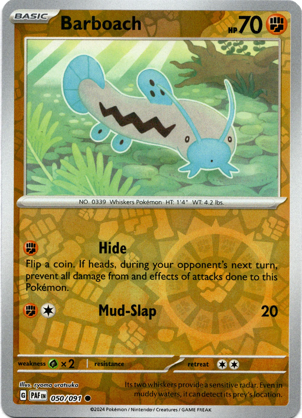Barboach 050/091 Scarlet and Violet Paldean Fates Reverse Holo Common Pokemon Card