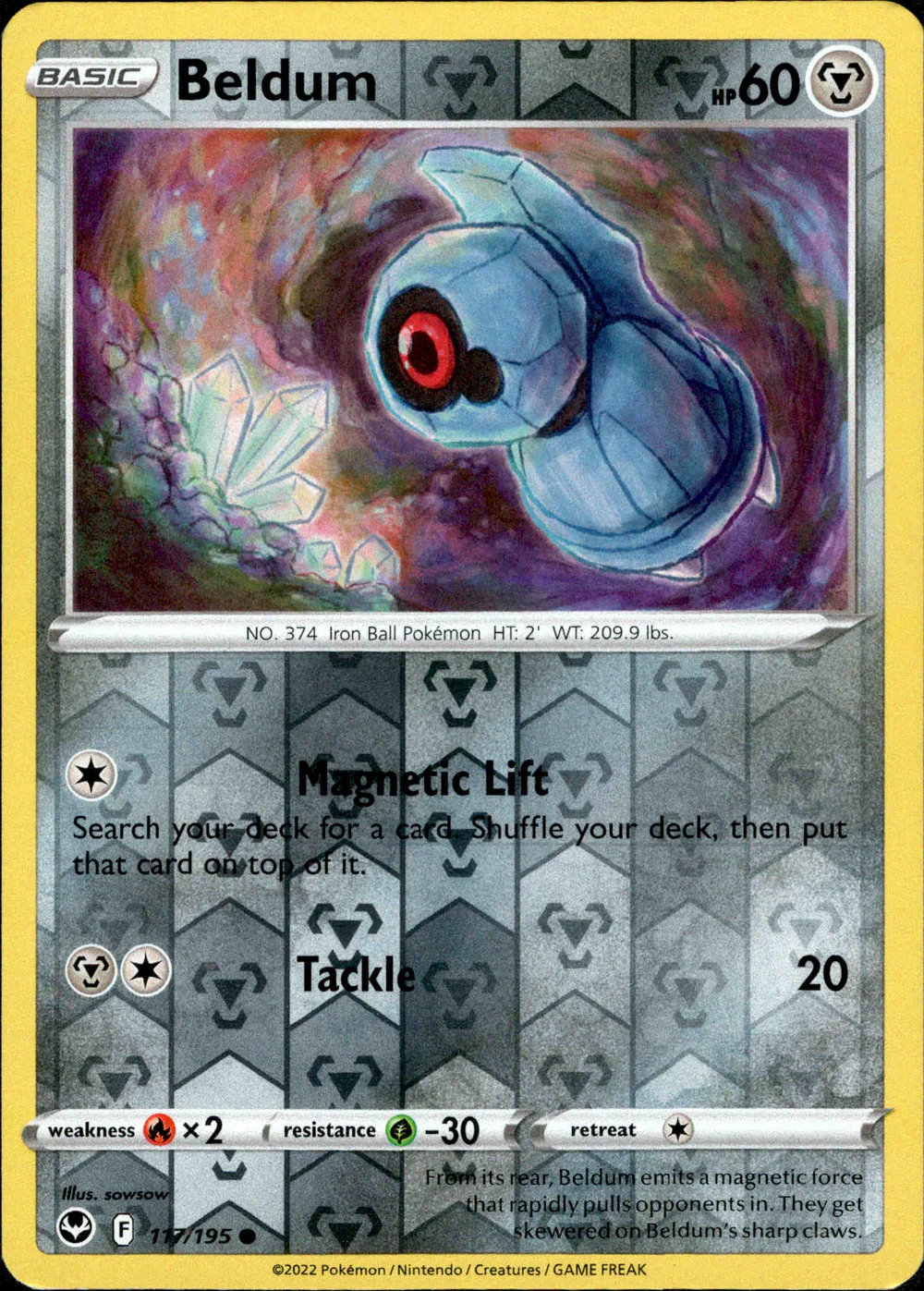 Beldum 117/195 SWSH Silver Tempest Reverse Holo Common Pokemon Card