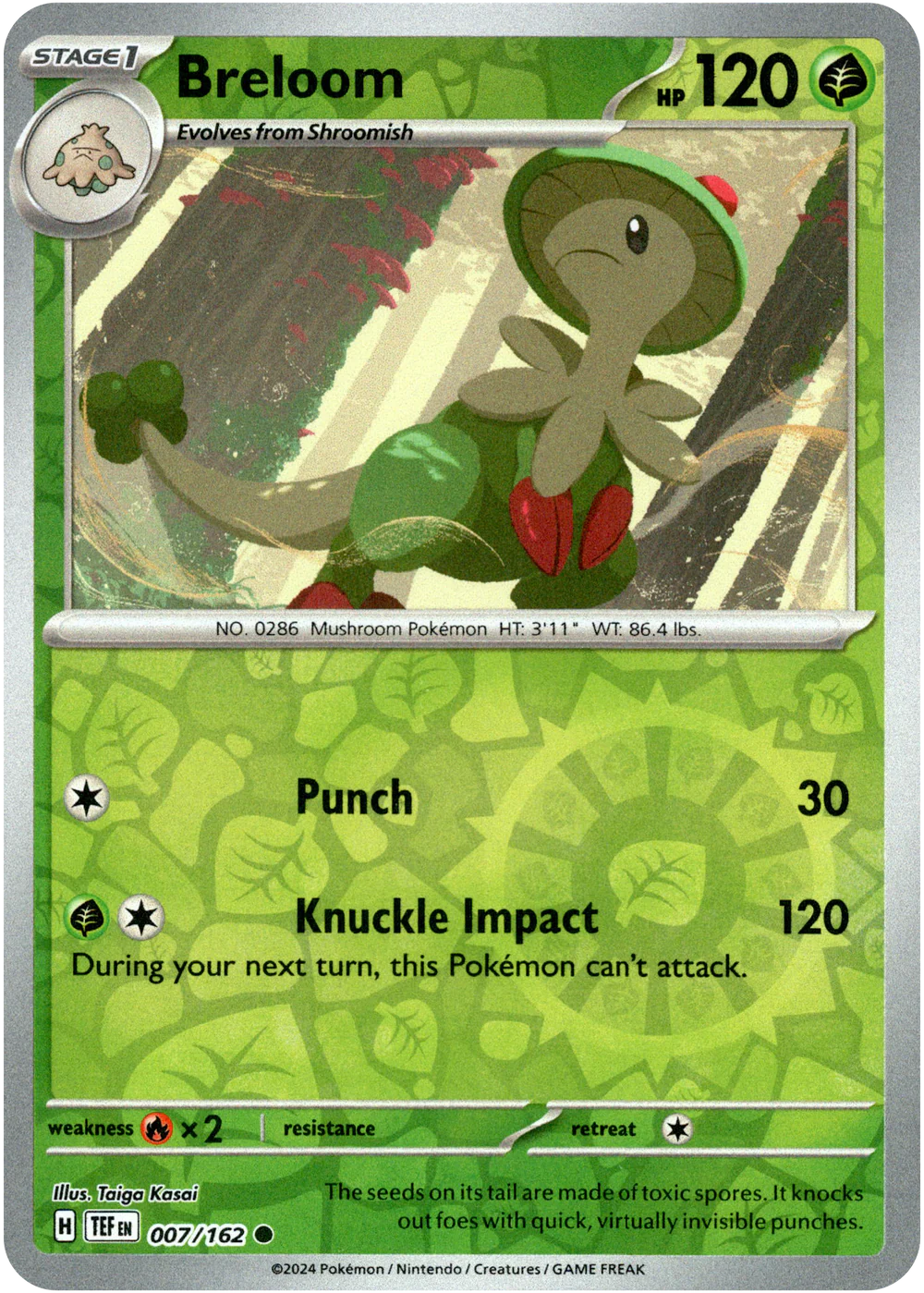 Breloom 007/162 Scarlet and Violet Temporal Forces Reverse Holo Common Pokemon Card