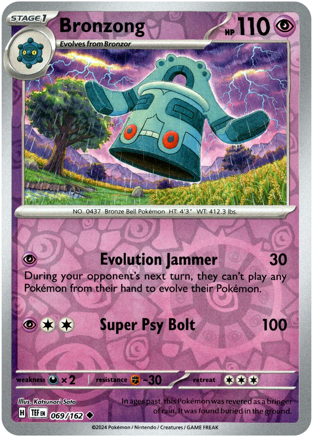 Bronzong 069/162 Scarlet and Violet Temporal Forces Reverse Holo Uncommon Pokemon Card