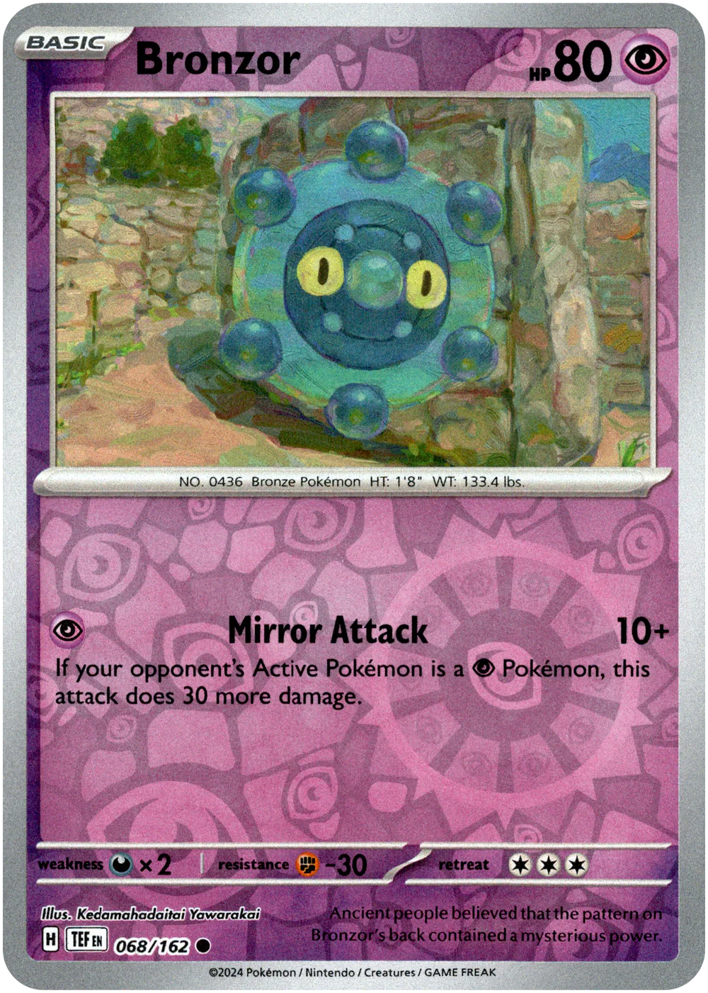 Bronzor 068/162 Scarlet and Violet Temporal Forces Reverse Holo Common Pokemon Card
