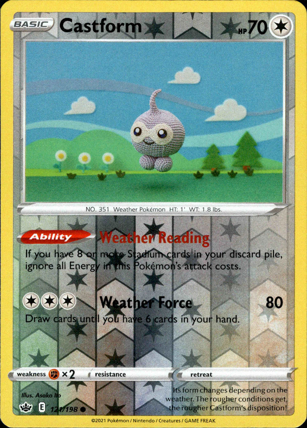 Castform 121/198 SWSH Chilling Reign Reverse Holo Common Pokemon Card