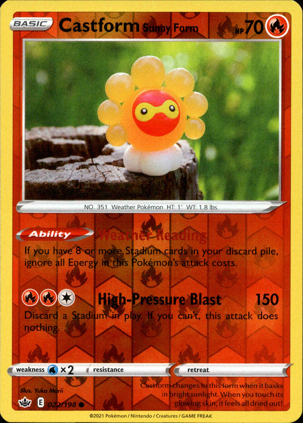 Castform Sunny Form 022/198 SWSH Chilling Reign Reverse Holo Common Pokemon Card