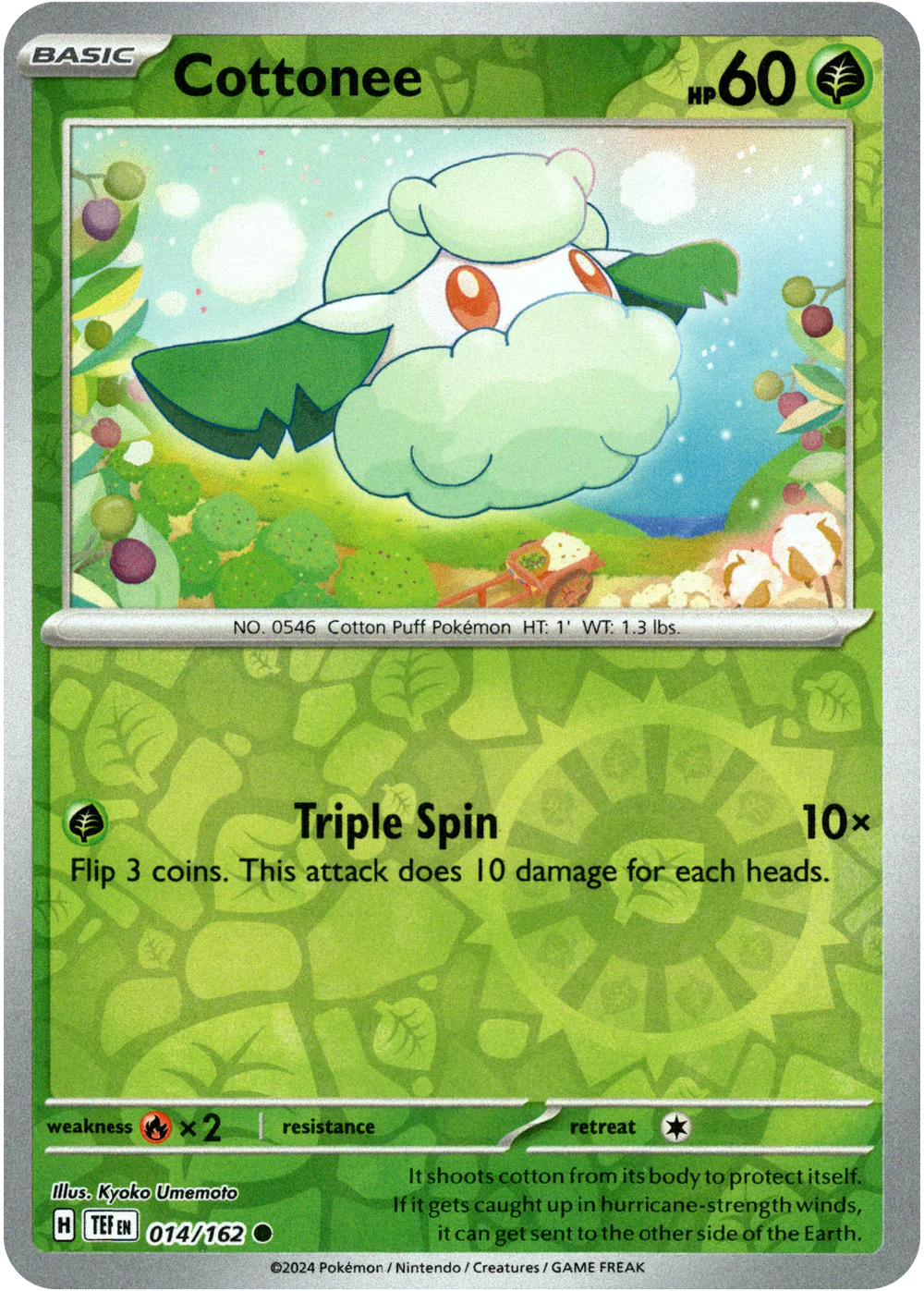 Cottonee 014/162 Scarlet and Violet Temporal Forces Reverse Holo Common Pokemon Card