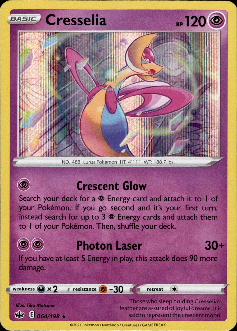 Cresselia 064/198 SWSH Chilling Reign Holo Rare Pokemon Card