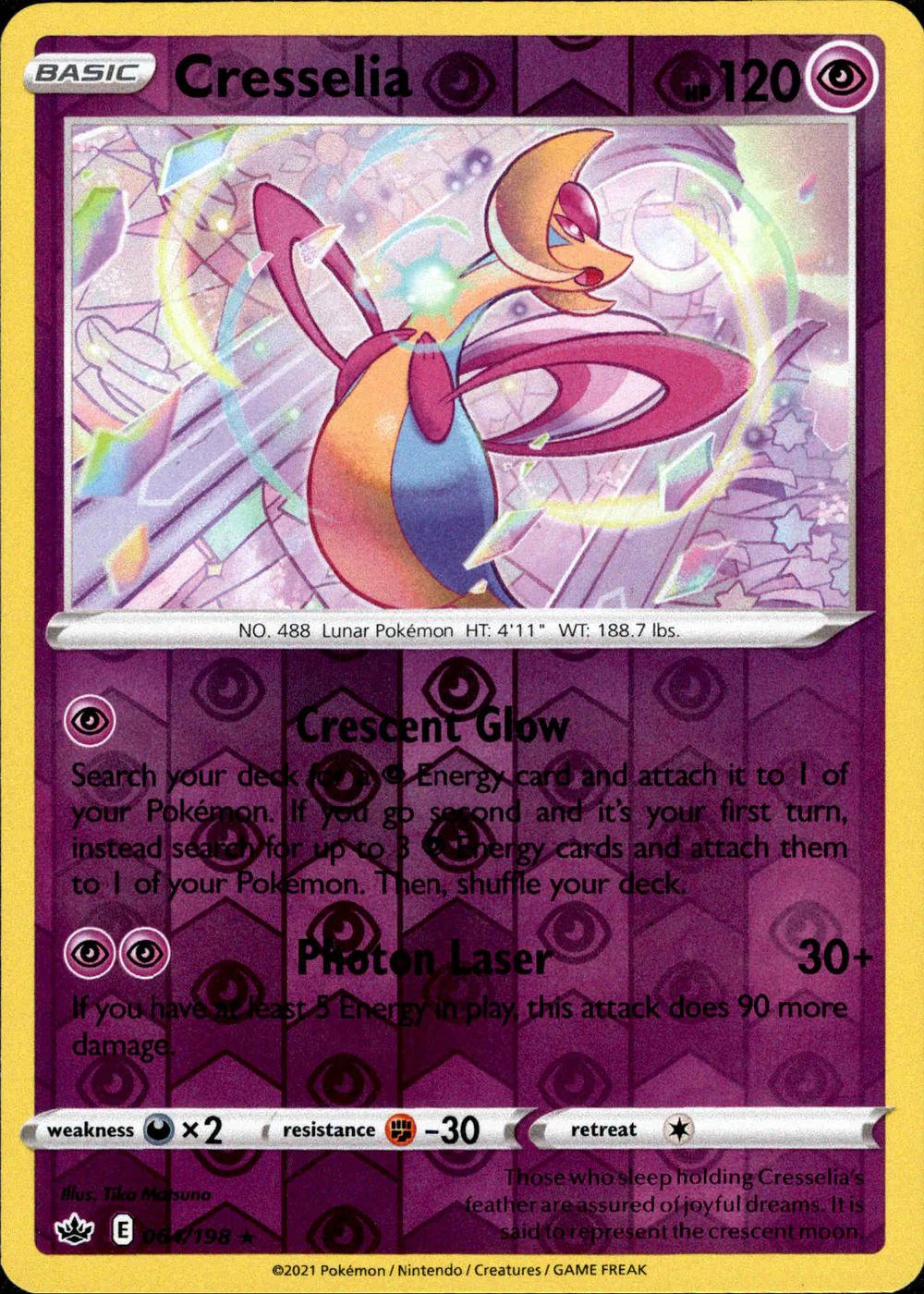 Cresselia 064/198 SWSH Chilling Reign Reverse Holo Rare Pokemon Card | Gogi Collectables Cresselia 064/198 SWSH Chilling Reign Reverse Holo Rare Pokemon Card | Gogi Collectables
