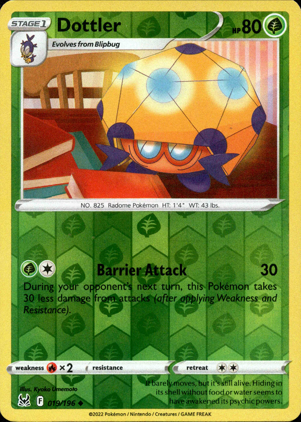 Dottler 019/196 SWSH Lost Origin Reverse Holo Uncommon Pokemon Card
