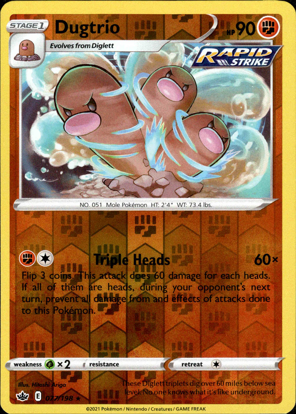 Dugtrio 077/198 SWSH Chilling Reign Reverse Holo Rare Pokemon Card | Gogi  Collectables