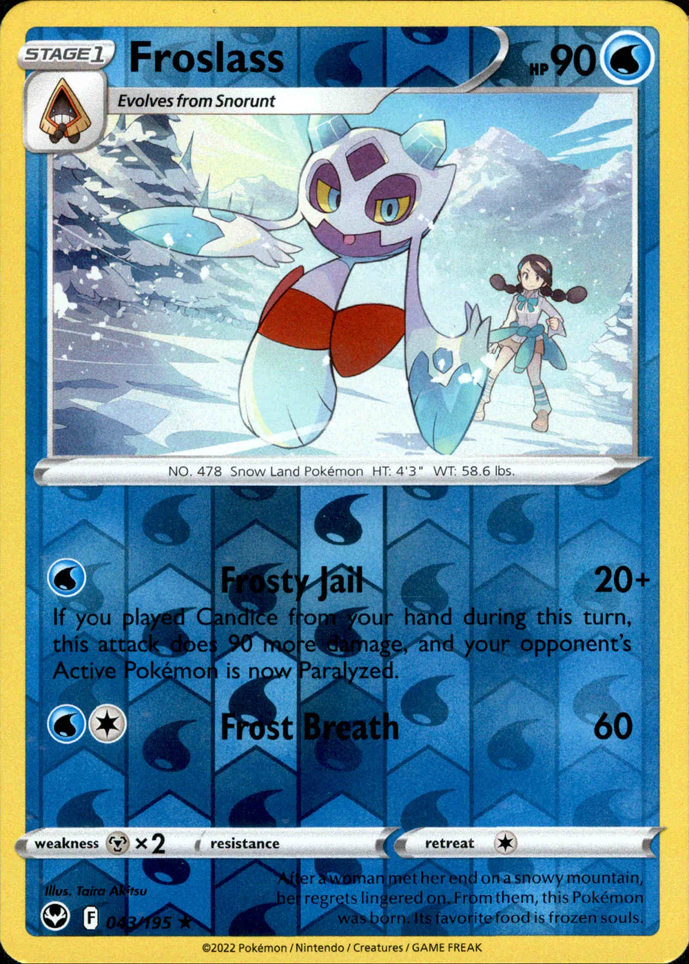 Froslass 043/195 SWSH Silver Tempest Reverse Holo Rare Pokemon Card