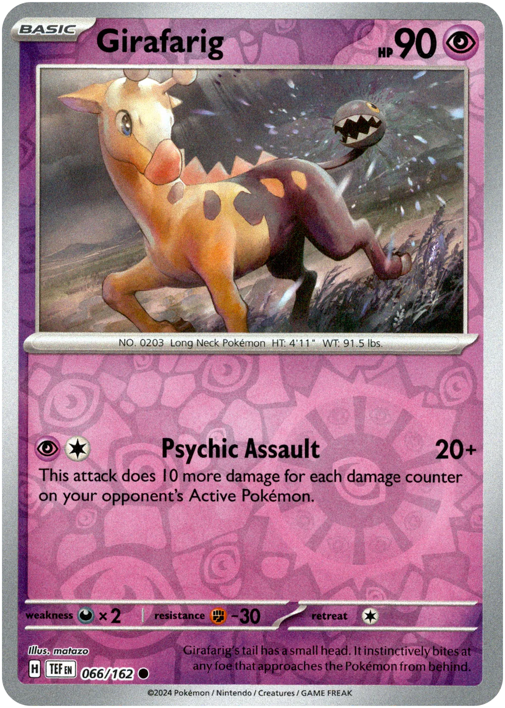 Girafarig 066/162 Scarlet and Violet Temporal Forces Reverse Holo Common Pokemon Card