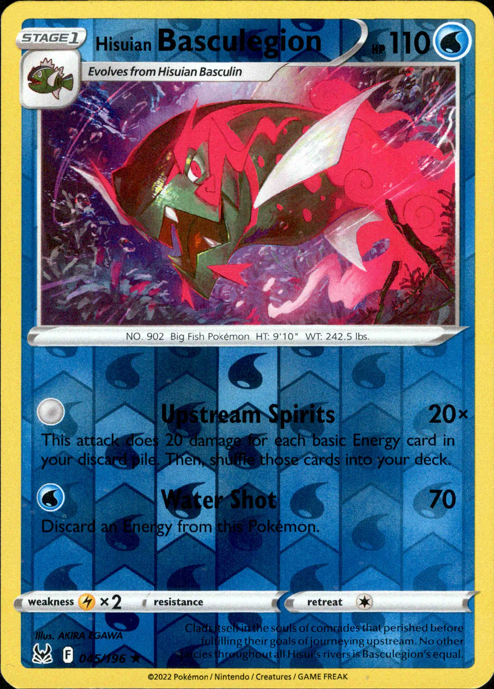 Hisuian Basculegion 045/196 SWSH Lost Origin Reverse Holo Rare Pokemon Card