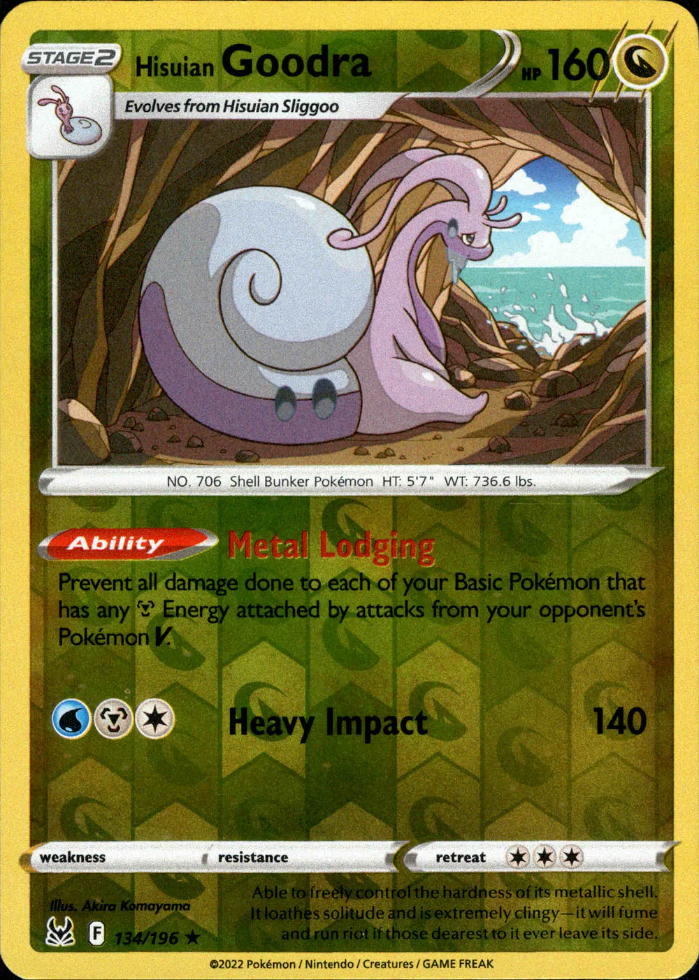 Hisuian Goodra 134/196 SWSH Lost Origin Reverse Holo Rare Pokemon Card |  Gogi Collectables
