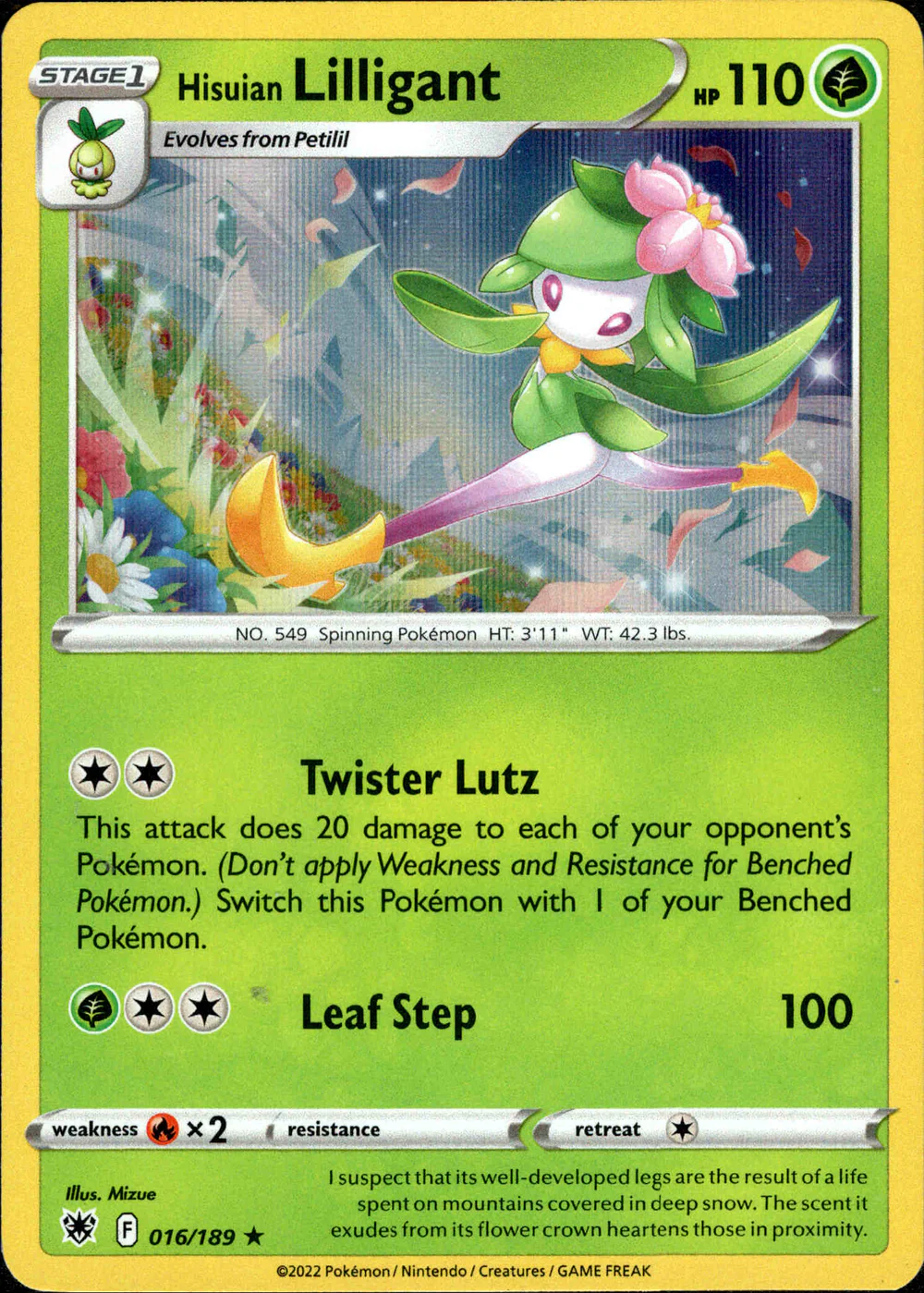 Hisuian Lilligant 016/189 SWSH Astral Radiance Holo Rare Pokemon Card