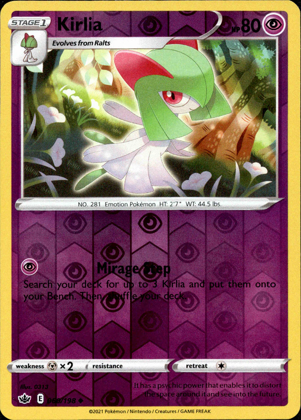 Kirlia 060/198 SWSH Chilling Reign Reverse Holo Uncommon Pokemon Card