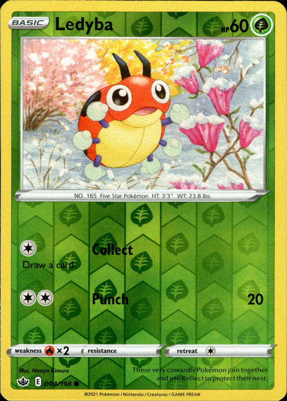 Ledyba 004/198 SWSH Chilling Reign Reverse Holo Common Pokemon Card | Gogi  Collectables