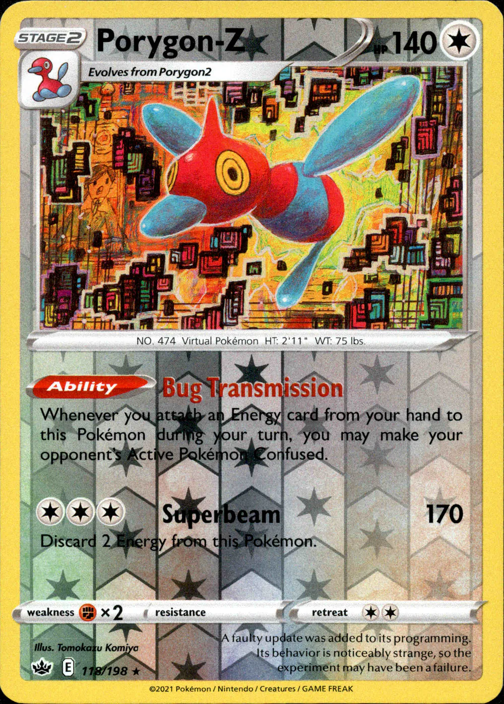 Porygon-Z 118/198 SWSH Chilling Reign Reverse Holo Rare Pokemon Card