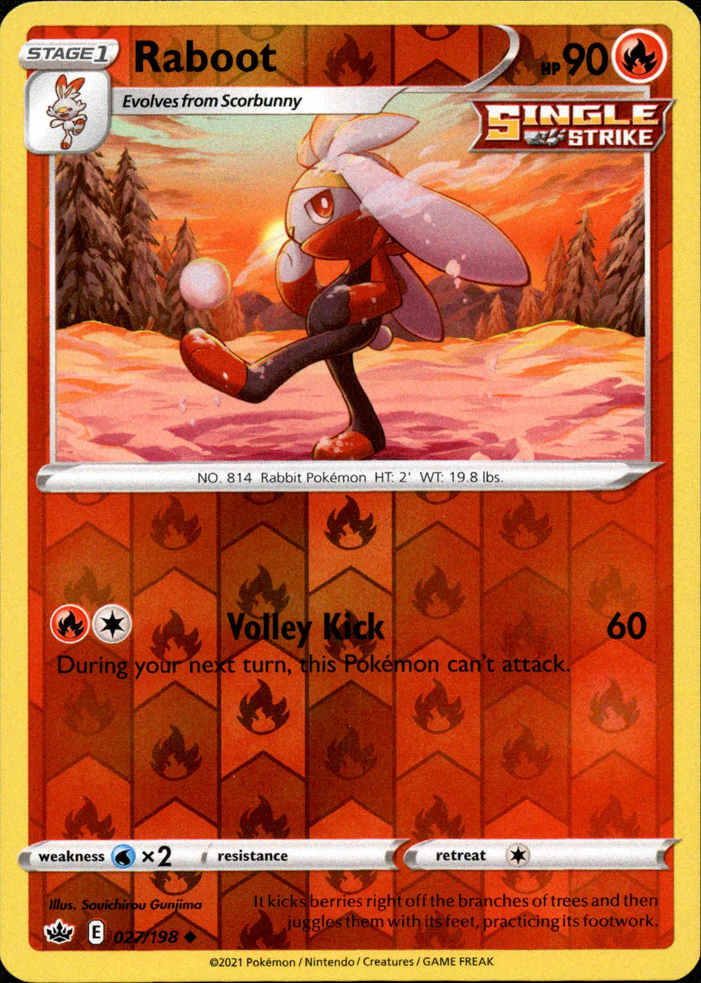 Raboot 027/198 SWSH Chilling Reign Reverse Holo Uncommon Pokemon Card