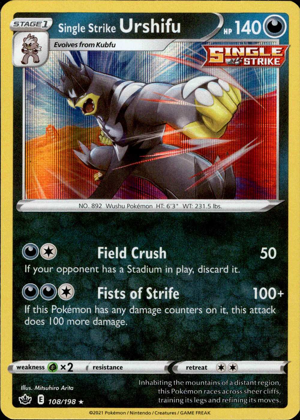 Single Strike Urshifu 108/198 SWSH Chilling Reign Holo Rare Pokemon Card