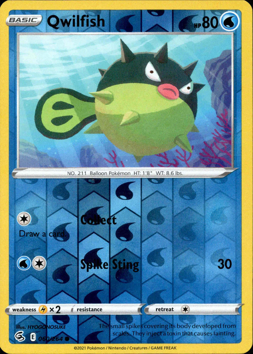 Qwilfish 060/264 SWSH Fusion Strike Reverse Holo Common Pokemon Card