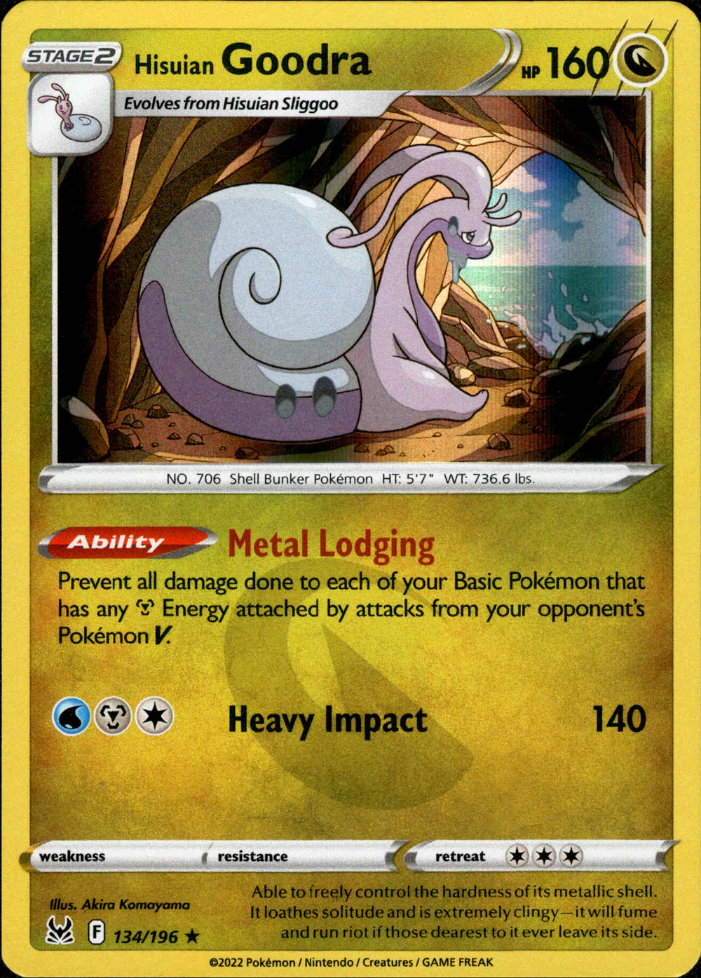 Hisuian Goodra 134/196 SWSH Lost Origin Holo Rare Pokemon Card