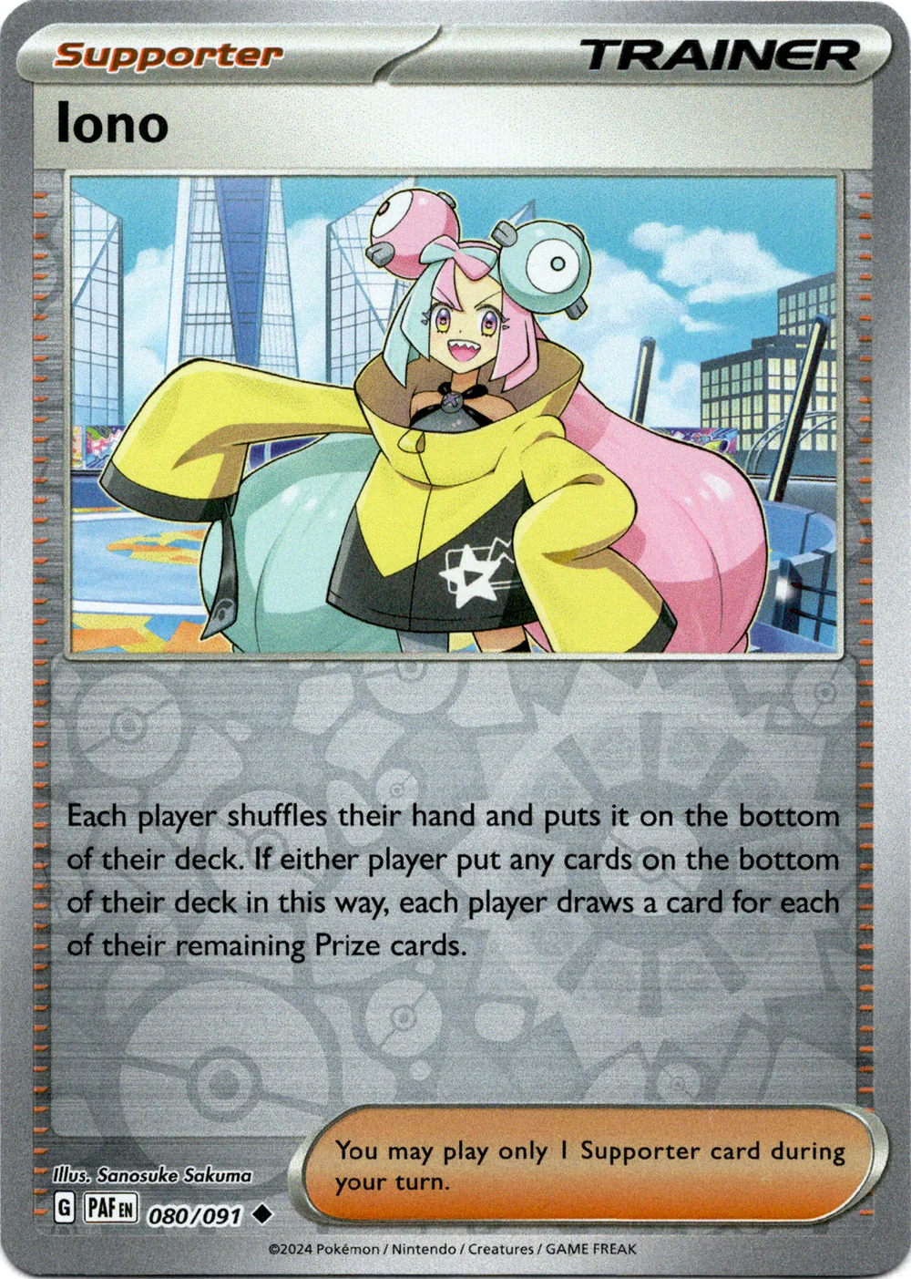 Iono 080/091 Scarlet and Violet Paldean Fates Reverse Holo Uncommon Pokemon Card