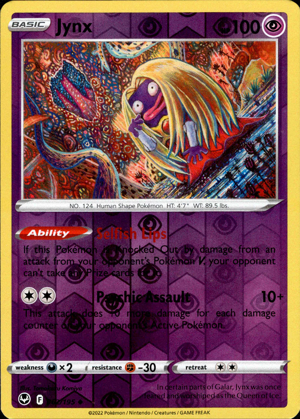 Jynx 062/195 SWSH Silver Tempest Reverse Holo Uncommon Pokemon Card