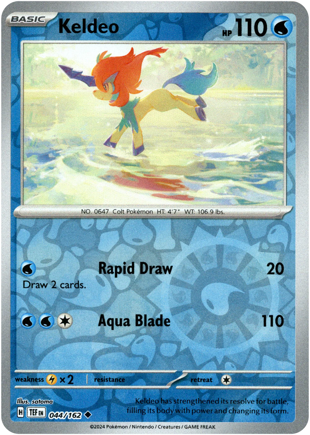 Keldeo 044/162 Scarlet and Violet Temporal Forces Reverse Holo Uncommon Pokemon Card