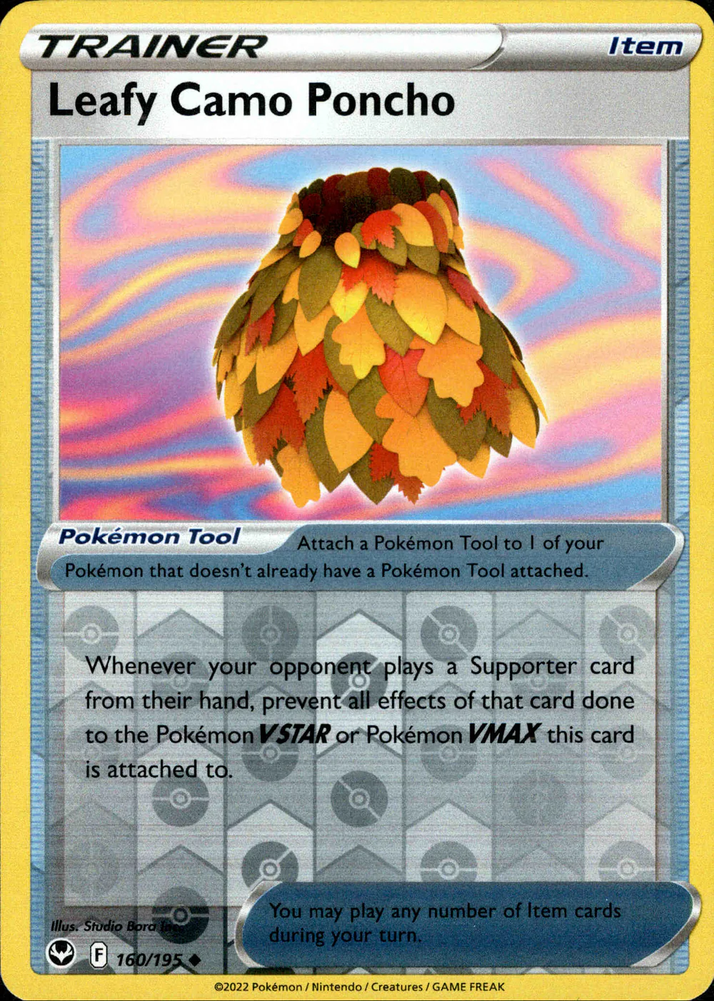 Leafy Camo Poncho 160/195 SWSH Silver Tempest Reverse Holo Uncommon Pokemon Card