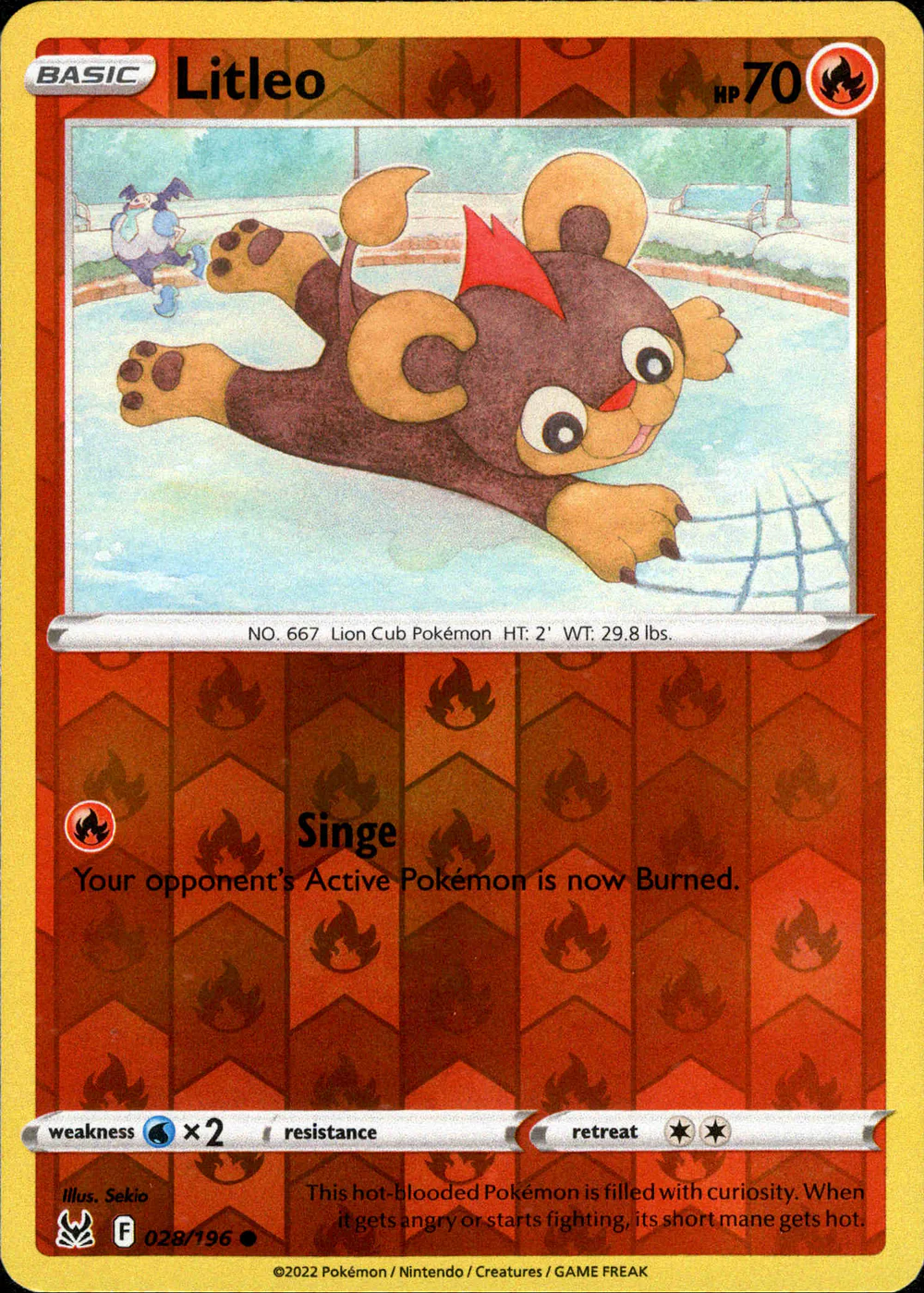 Litleo 028/196 SWSH Lost Origin Reverse Holo Common Pokemon Card