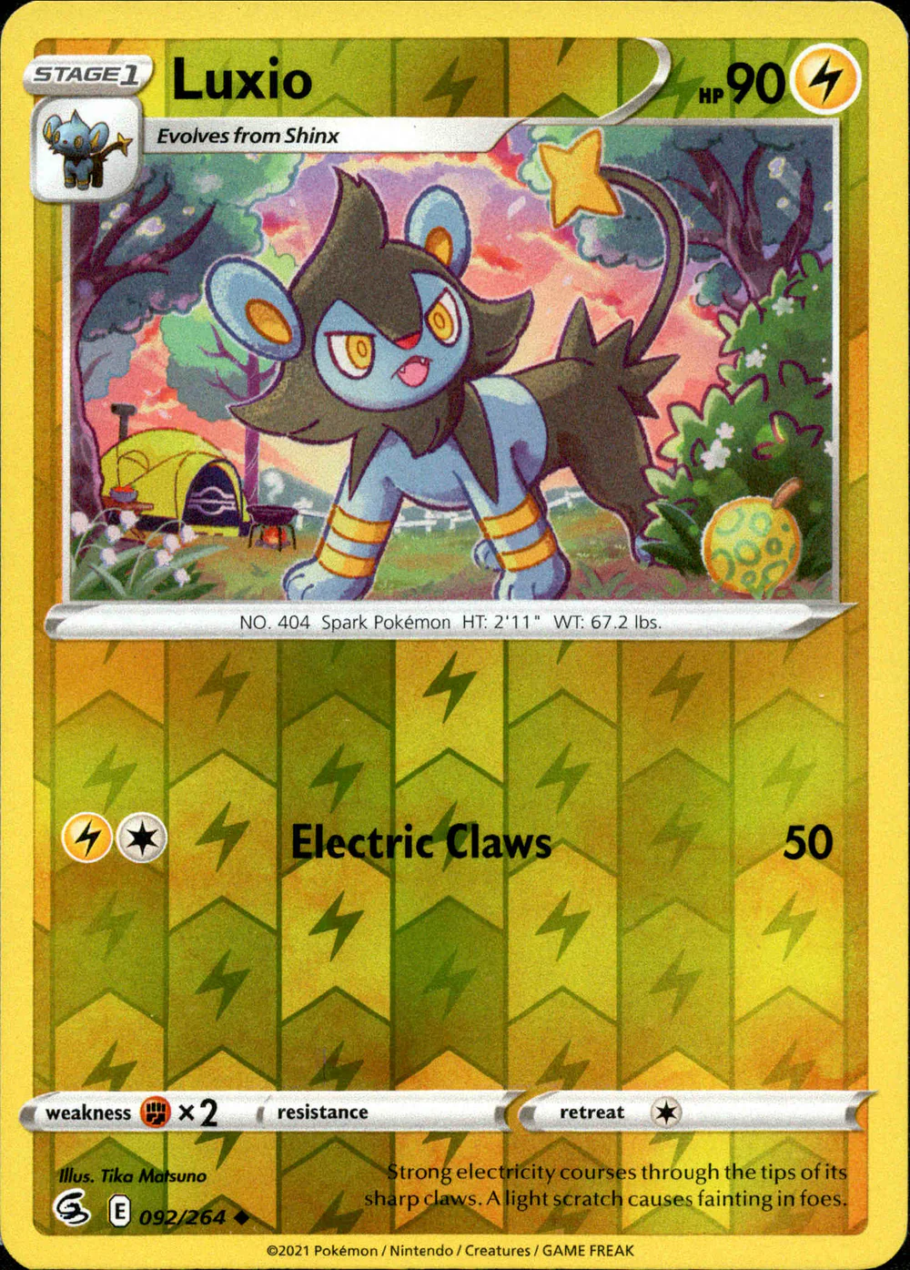 Luxio 092/264 SWSH Fusion Strike Reverse Holo Uncommon Pokemon Card
